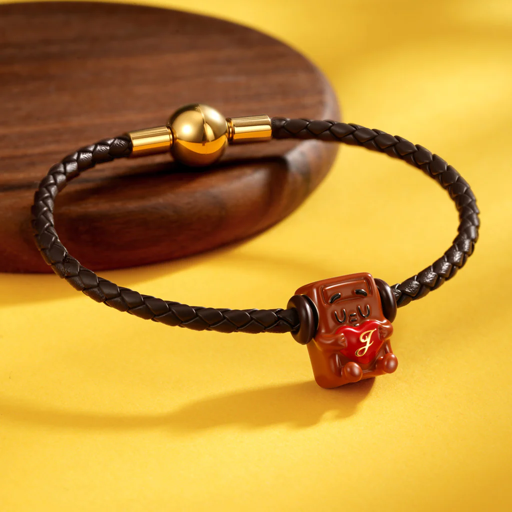 Gnoce Brown Round Snap Basic Bracelet with 2 Pieces of Stoppers - Image 3