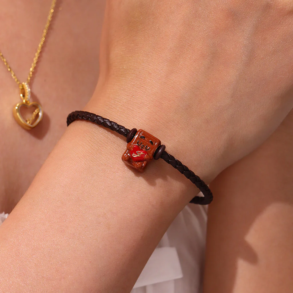 Gnoce Brown Round Snap Basic Bracelet with 2 Pieces of Stoppers - Image 5