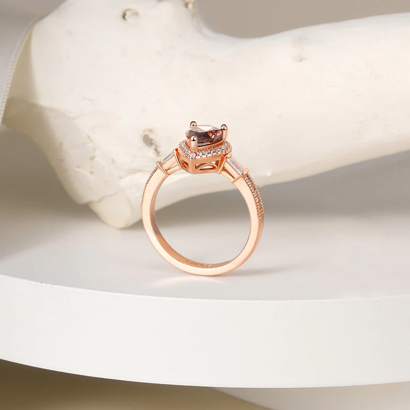Gnoce Sparkling Brown Teardrop Promise Ring Platinum-plated Silver Blend - Image 4