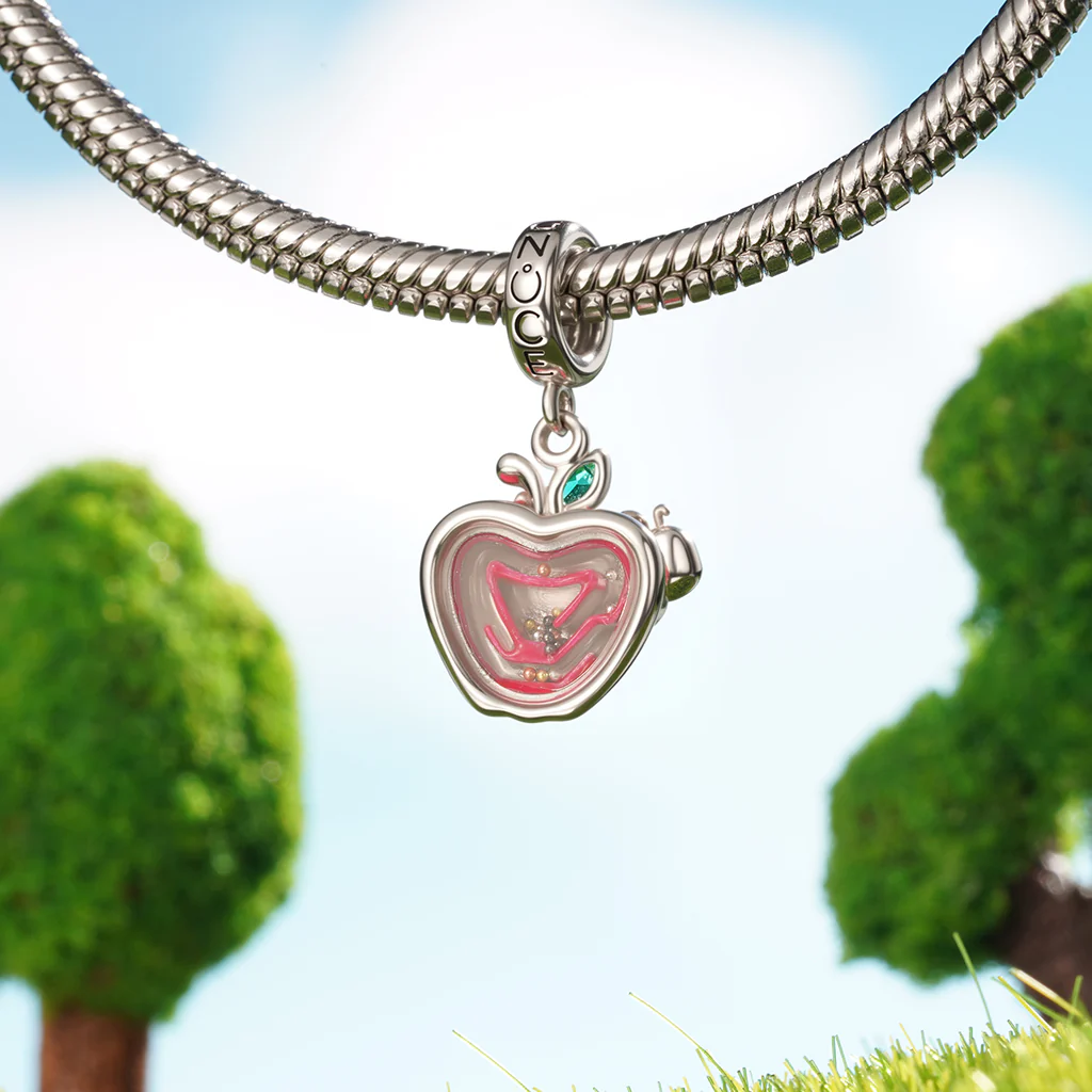 Gnoce Sliding Bug Apple Charm Platinum-plated Silver Blend - Image 3