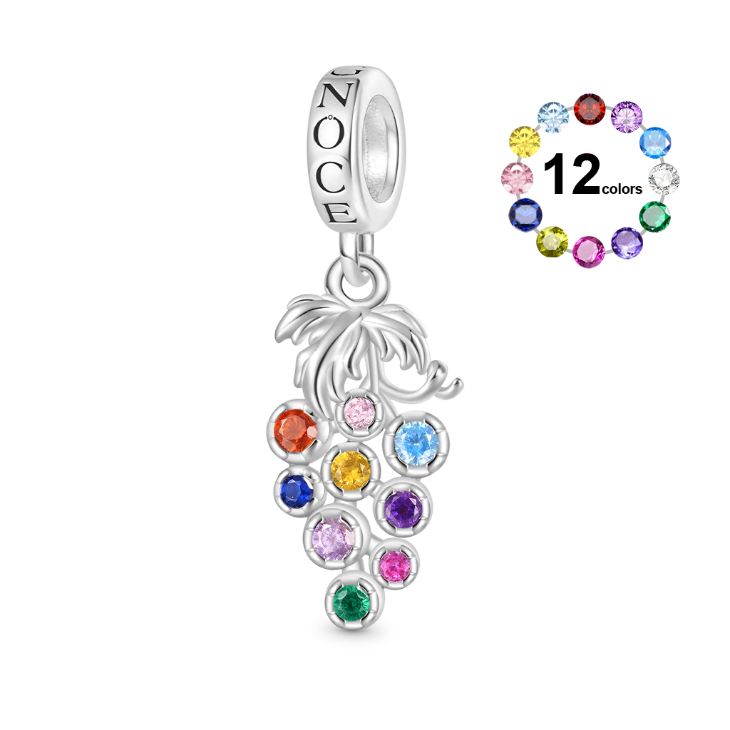 Gnoce Bunch of Grapes Personalized Charm Platinum-plated Silver Blend