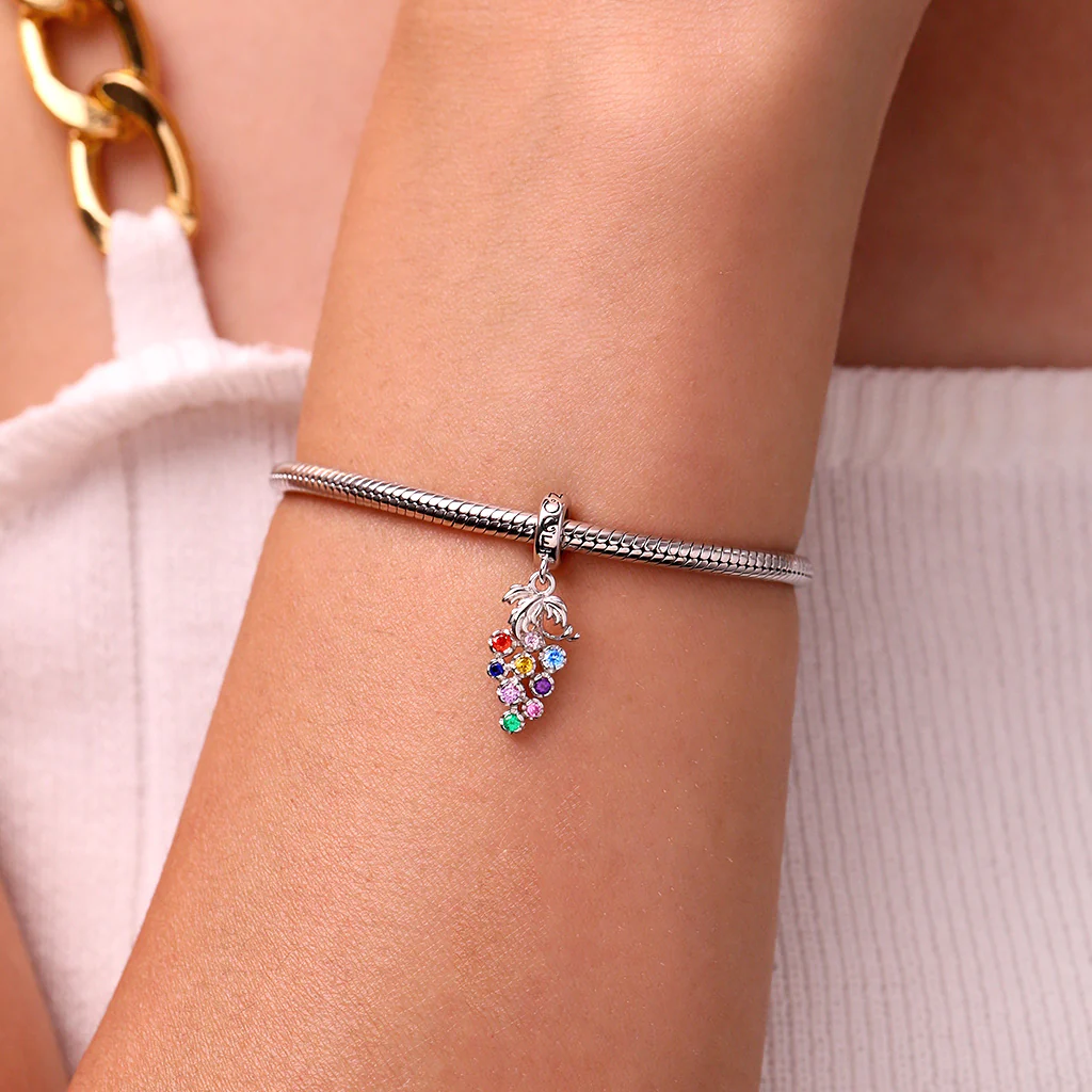 Gnoce Bunch of Grapes Personalized Charm Platinum-plated Silver Blend - Image 6