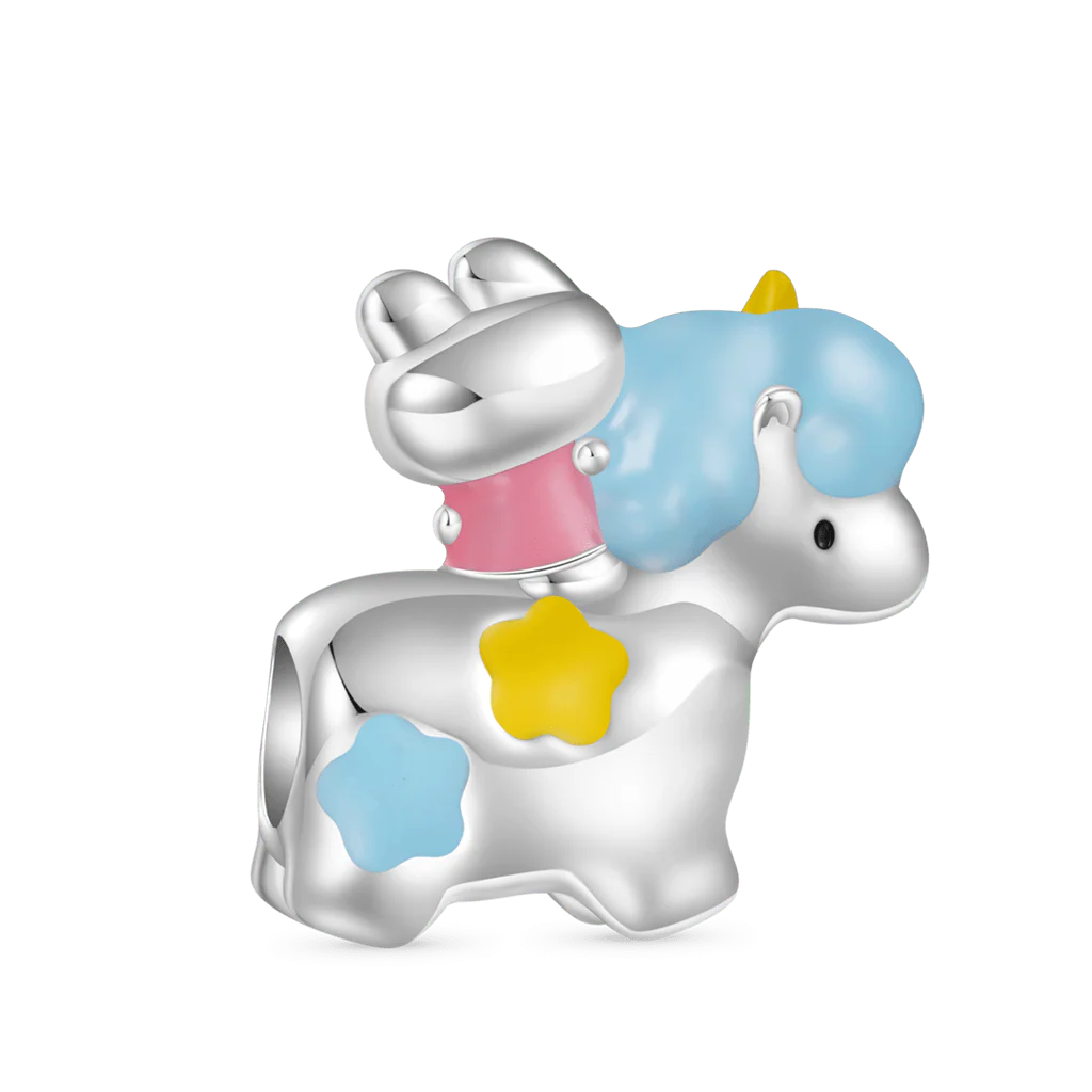 Gnoce Happyyu Bunny-Gumi with Unicorn Charm Platinum-plated Silver Blend - Image 2