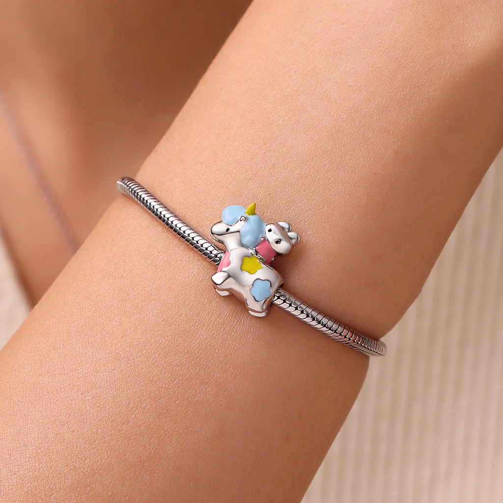 Gnoce Happyyu Bunny-Gumi with Unicorn Charm Platinum-plated Silver Blend - Image 5