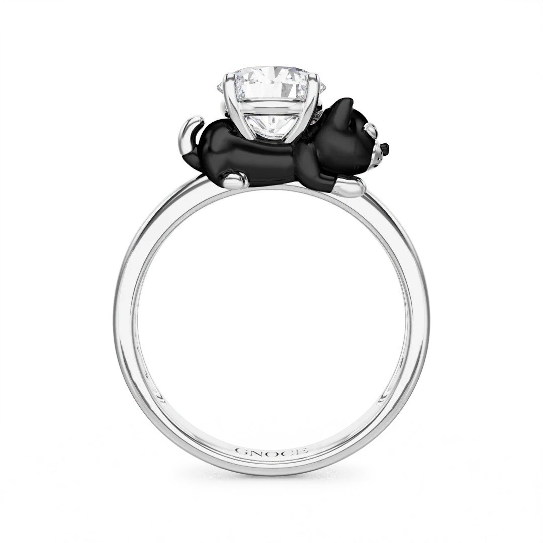 Gnoce Buttered Cat Embraces Moissanite Ring Platinum-plated Silver Blend - Image 4