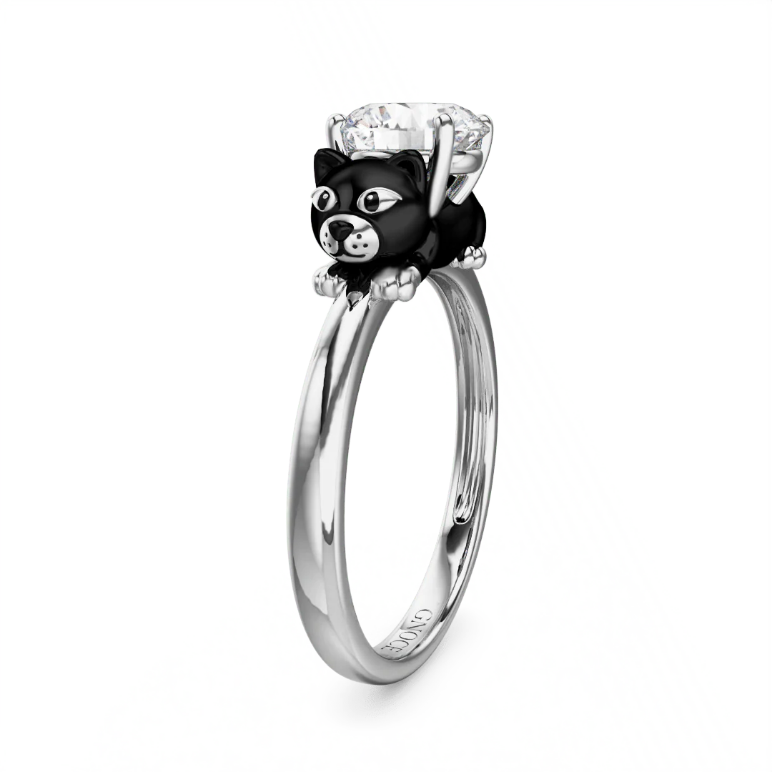 Gnoce Buttered Cat Embraces Moissanite Ring Platinum-plated Silver Blend - Image 5