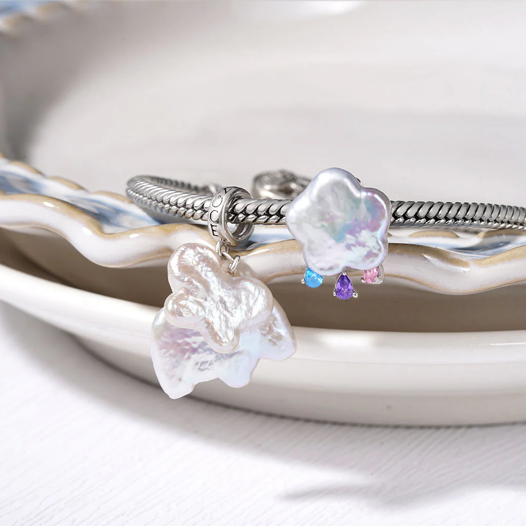 Gnoce Natural Butterfly Small Animal Pearls Charm Platinum-plated Silver Blend - Image 4