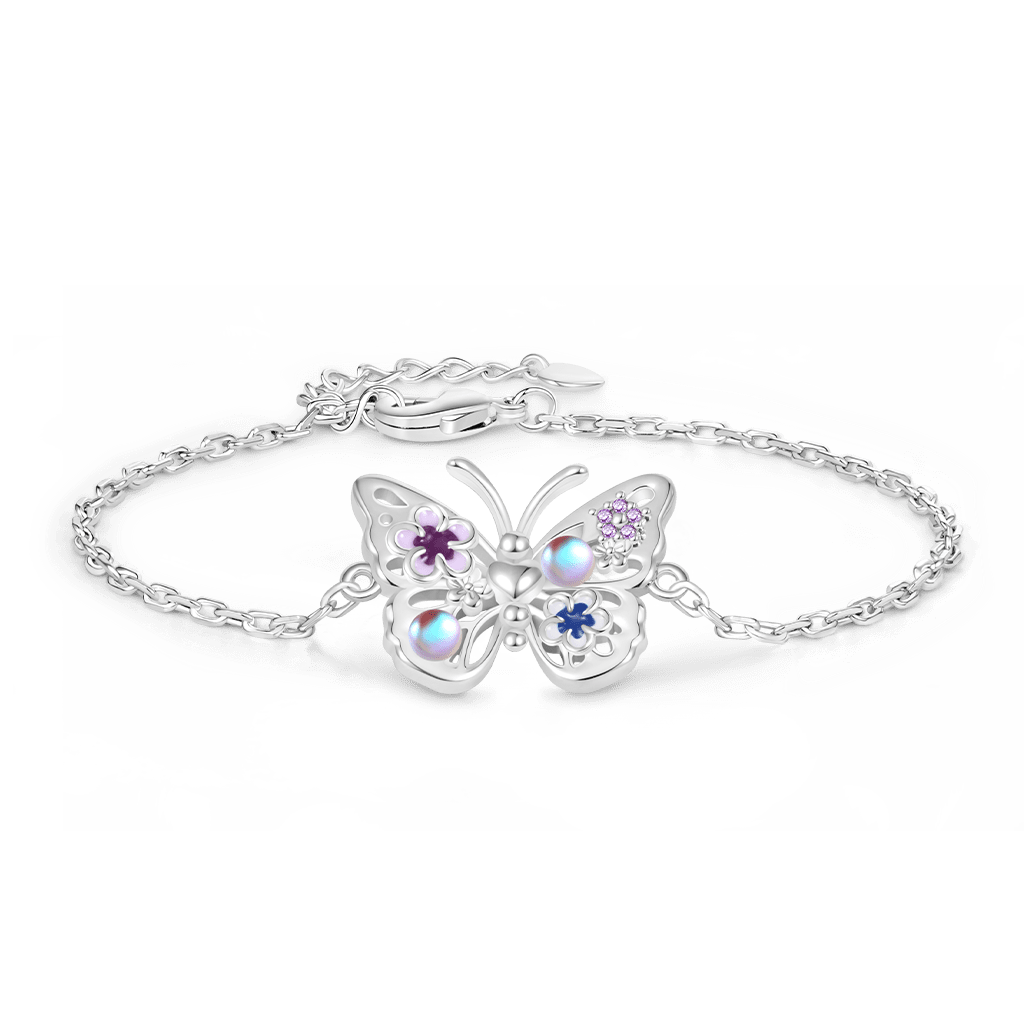 Gnoce Adjustable Flying Butterfly Bracelet Platinum-plated Silver Blend