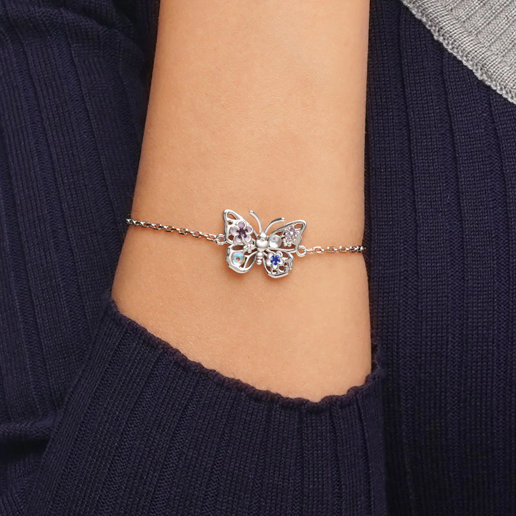 Gnoce Adjustable Flying Butterfly Bracelet Platinum-plated Silver Blend - Image 4