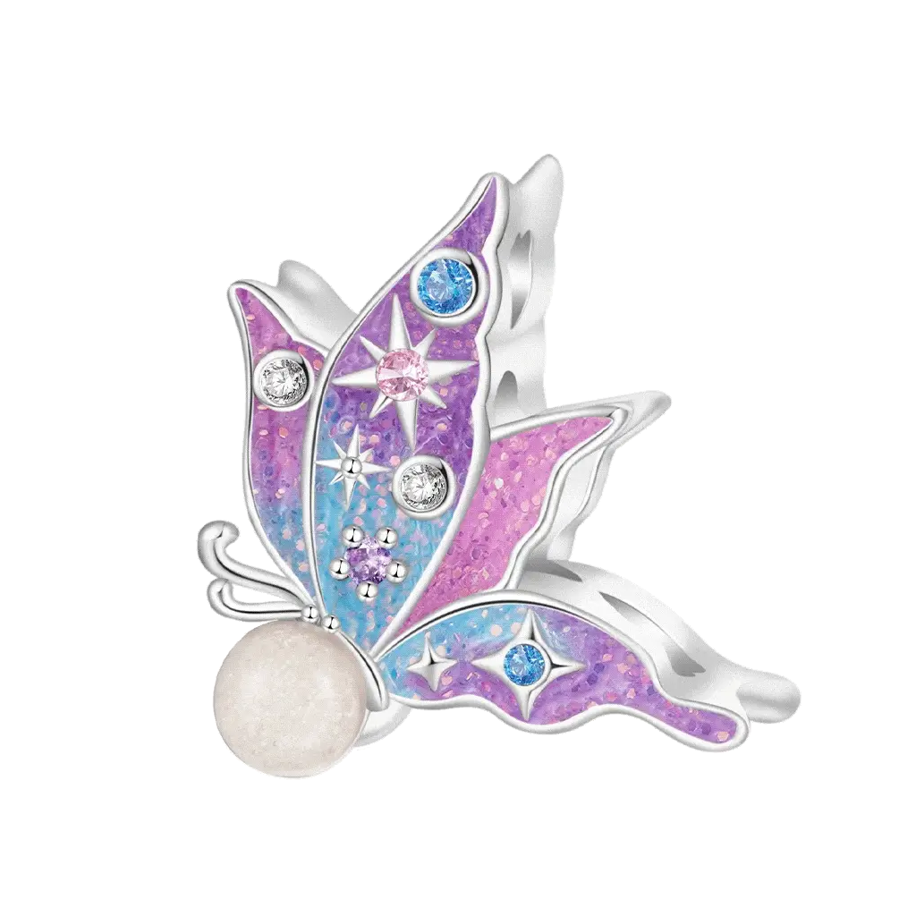 Gnoce Butterfly Glow-in-the-Dark Charm Platinum-plated Silver Blend