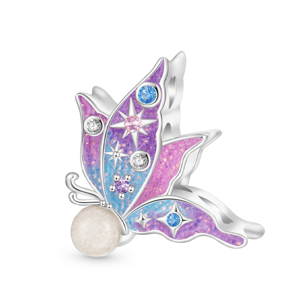 Gnoce Butterfly Glow-in-the-Dark Charm Platinum-plated Silver Blend - Image 2