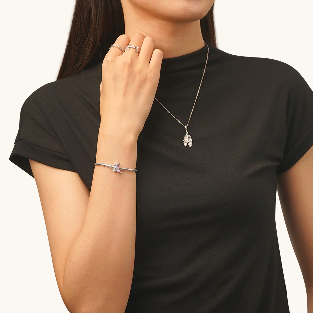 Gnoce Butterfly Glow-in-the-Dark Charm Platinum-plated Silver Blend - Image 5