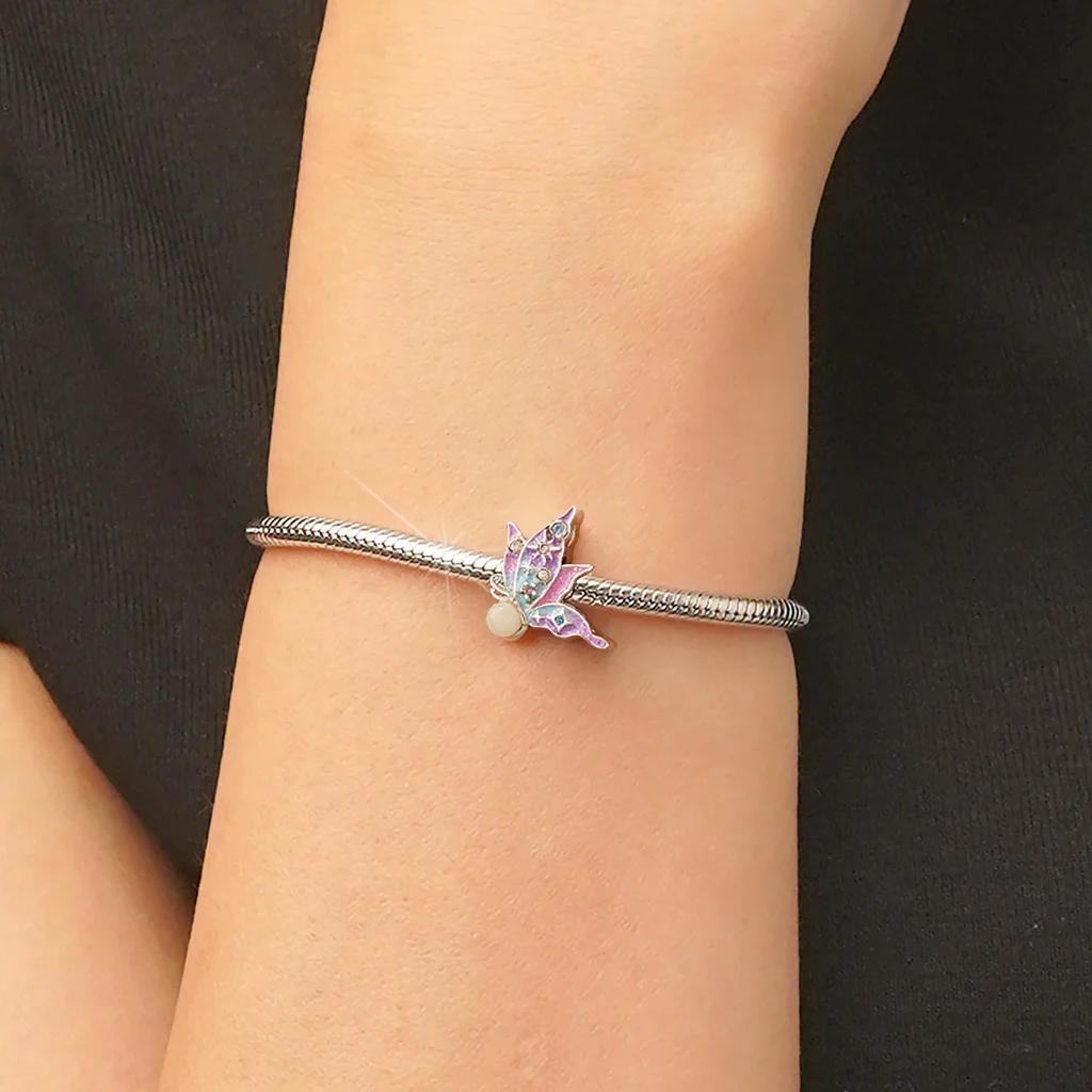 Gnoce Butterfly Glow-in-the-Dark Charm Platinum-plated Silver Blend - Image 6