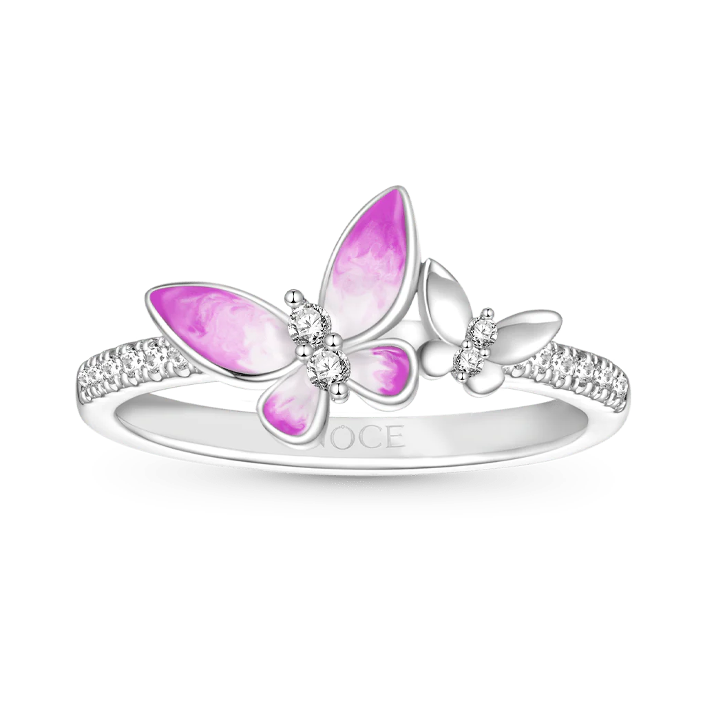 Gnoce Flying Wings Butterfly Fashion Ring Platinum-plated Silver Blend
