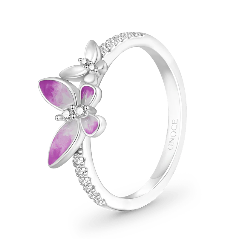 Gnoce Flying Wings Butterfly Fashion Ring Platinum-plated Silver Blend - Image 2