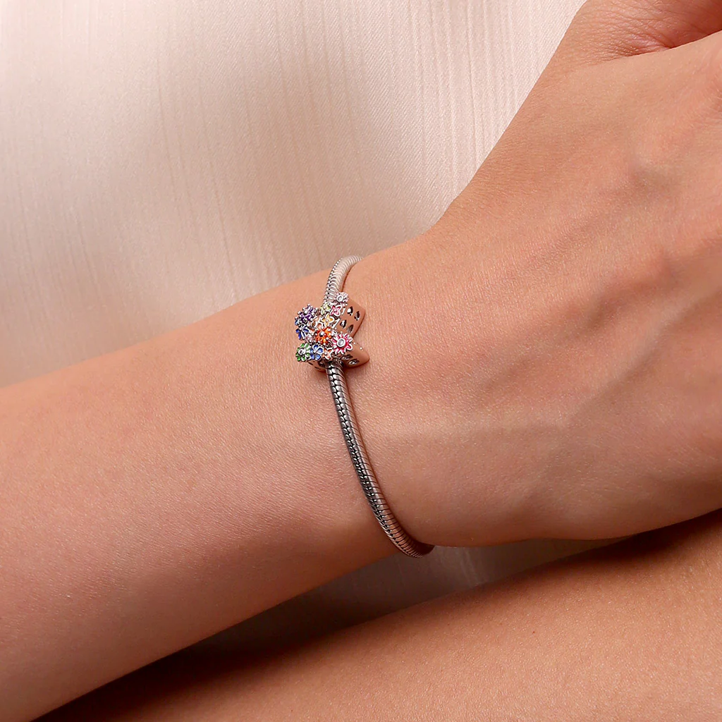 Gnoce Mother & Daughter Butterfly Flower Charm Platinum-plated Silver Blend - Image 5