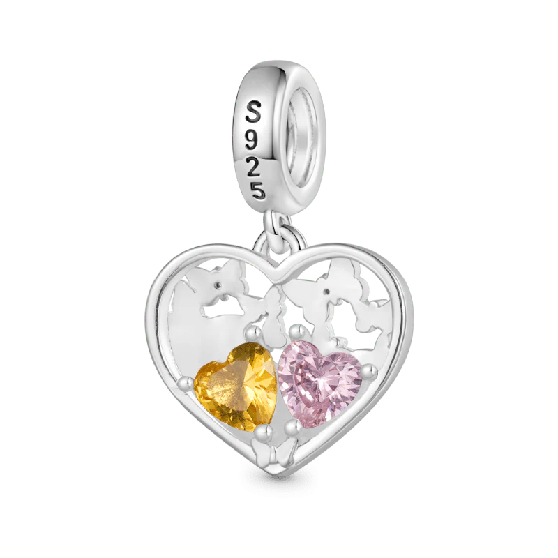 Gnoce Butterfly Love Birthstone Charm Platinum-plated Silver Blend - Image 2