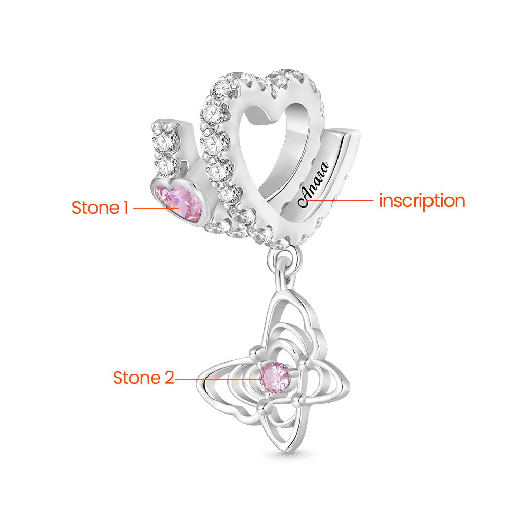Gnoce Butterfly Love Letter Charm Platinum-plated Silver Blend - Image 2