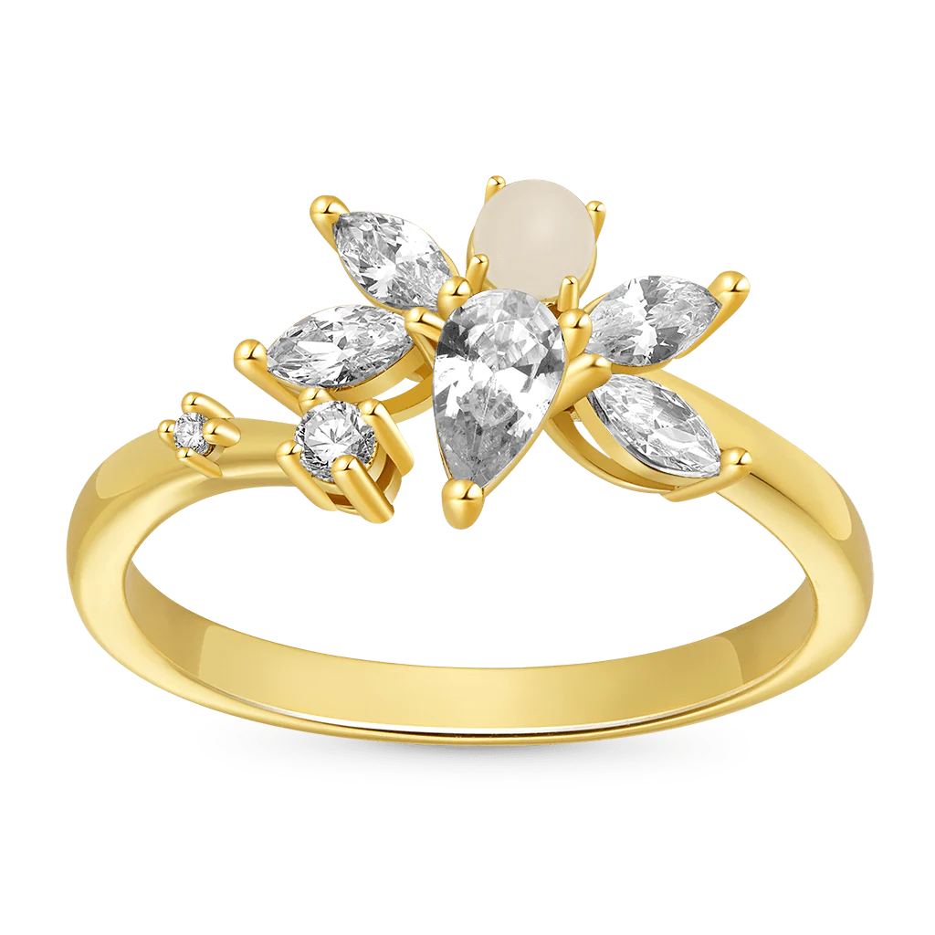 Gnoce Glow-in-the-Dark Butterfly Open Ring Platinum-plated Silver Blend - Image 3