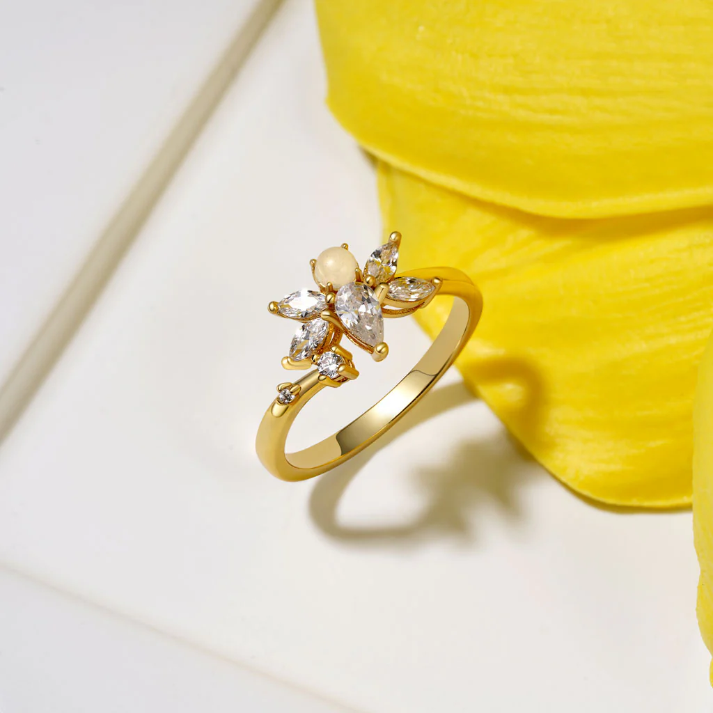 Gnoce Glow-in-the-Dark Butterfly Open Ring Platinum-plated Silver Blend - Image 4