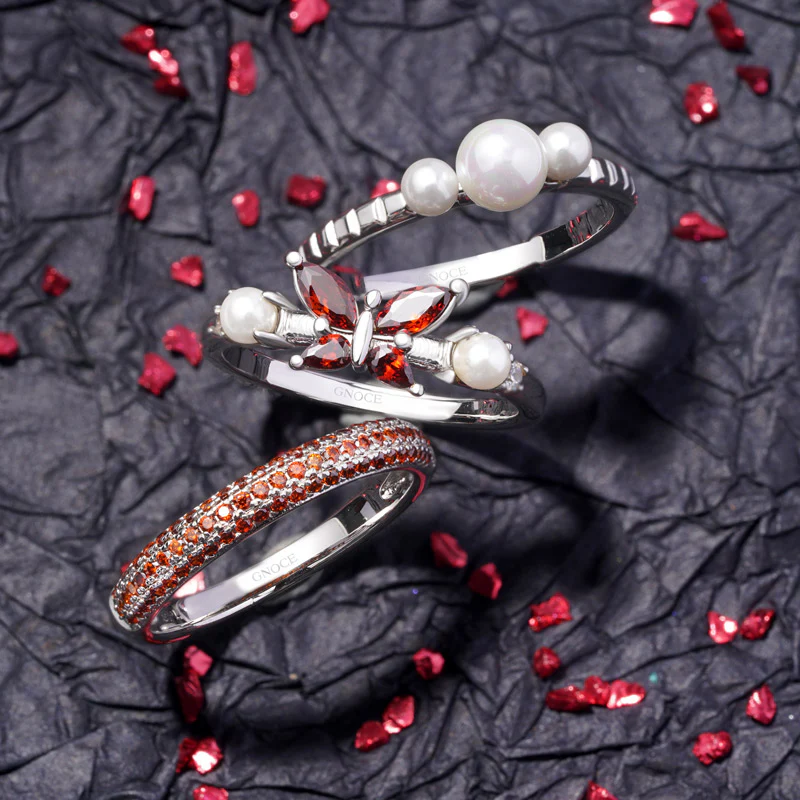 Gnoce Butterfly Pearl Promise Ring Platinum-plated Silver Blend - Image 3