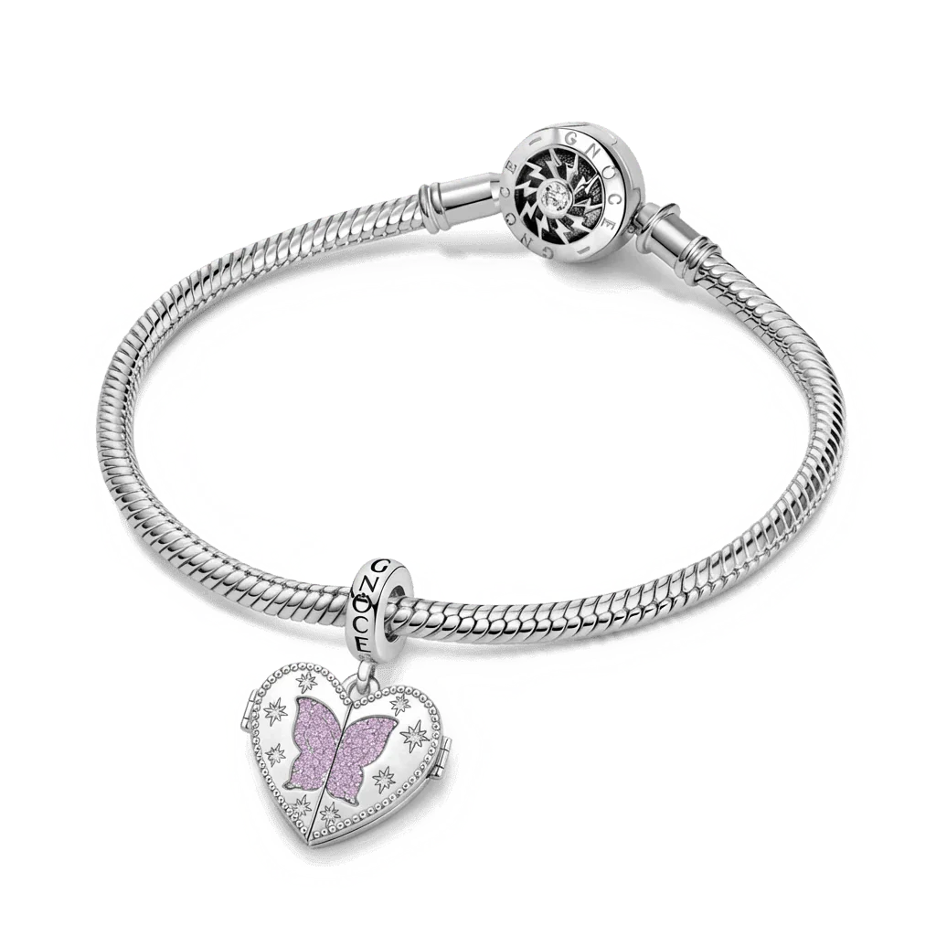 Gnoce Butterfly Photo Birthstone Charm Platinum-plated Silver Blend - Image 4