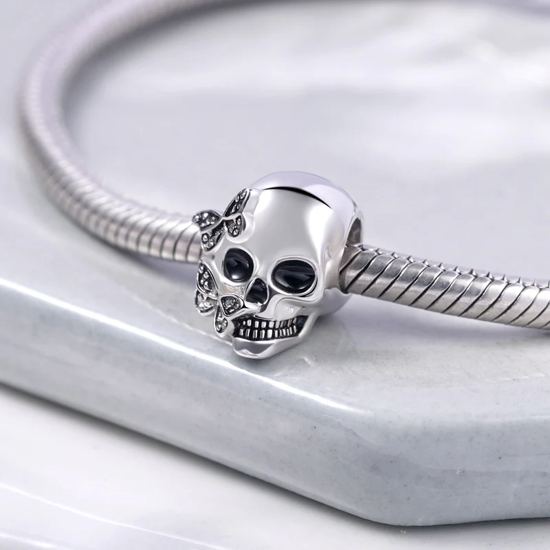Gnoce Butterfly Skull Charm Platinum-plated Silver Blend - Image 2