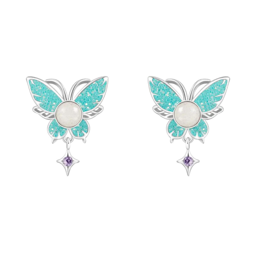 Gnoce Glow-in-the-Dark Butterfly Stud Earrings Platinum-plated Silver Blend