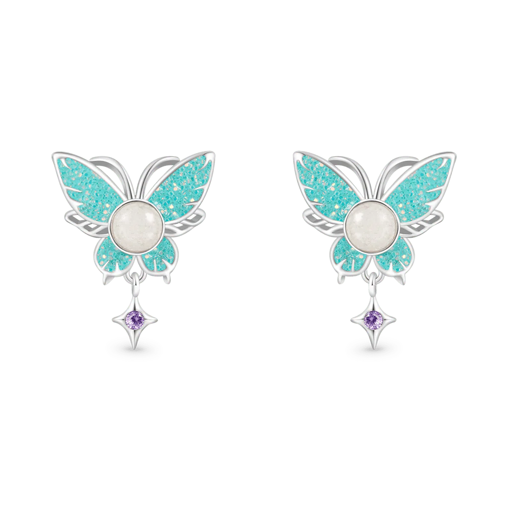 Gnoce Glow-in-the-Dark Butterfly Stud Earrings Platinum-plated Silver Blend - Image 3