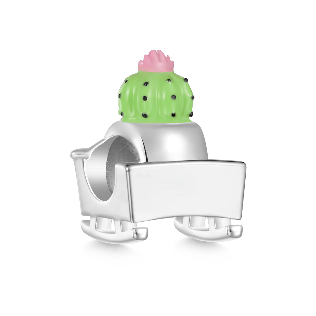 Gnoce Cactus Pot Rocking Chair Charm Platinum-plated Silver Blend - Image 2