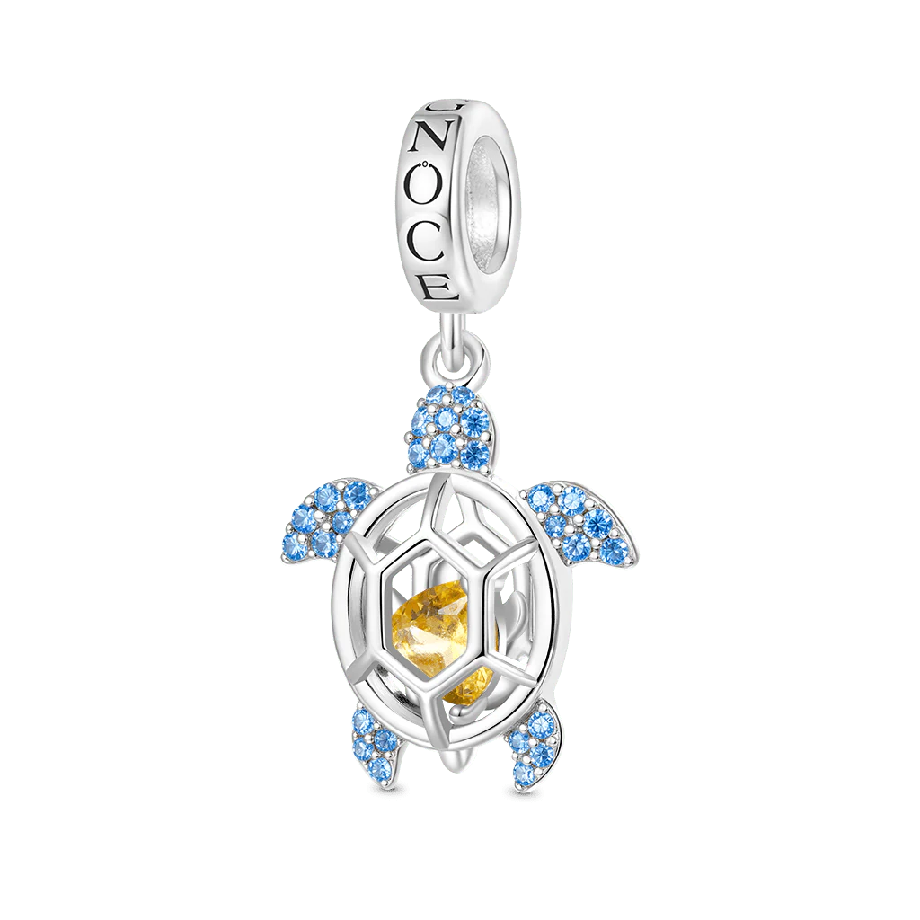 Gnoce Cage of Sea Turtle Birthstone Charm Platinum-plated Silver Blend - Image 2