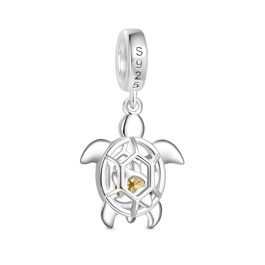 Gnoce Cage of Sea Turtle Birthstone Charm Platinum-plated Silver Blend - Image 3