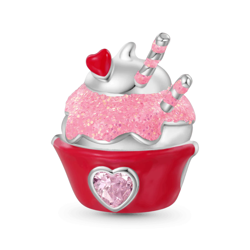 Gnoce Mini Cake Dessert Charm Platinum-plated Silver Blend