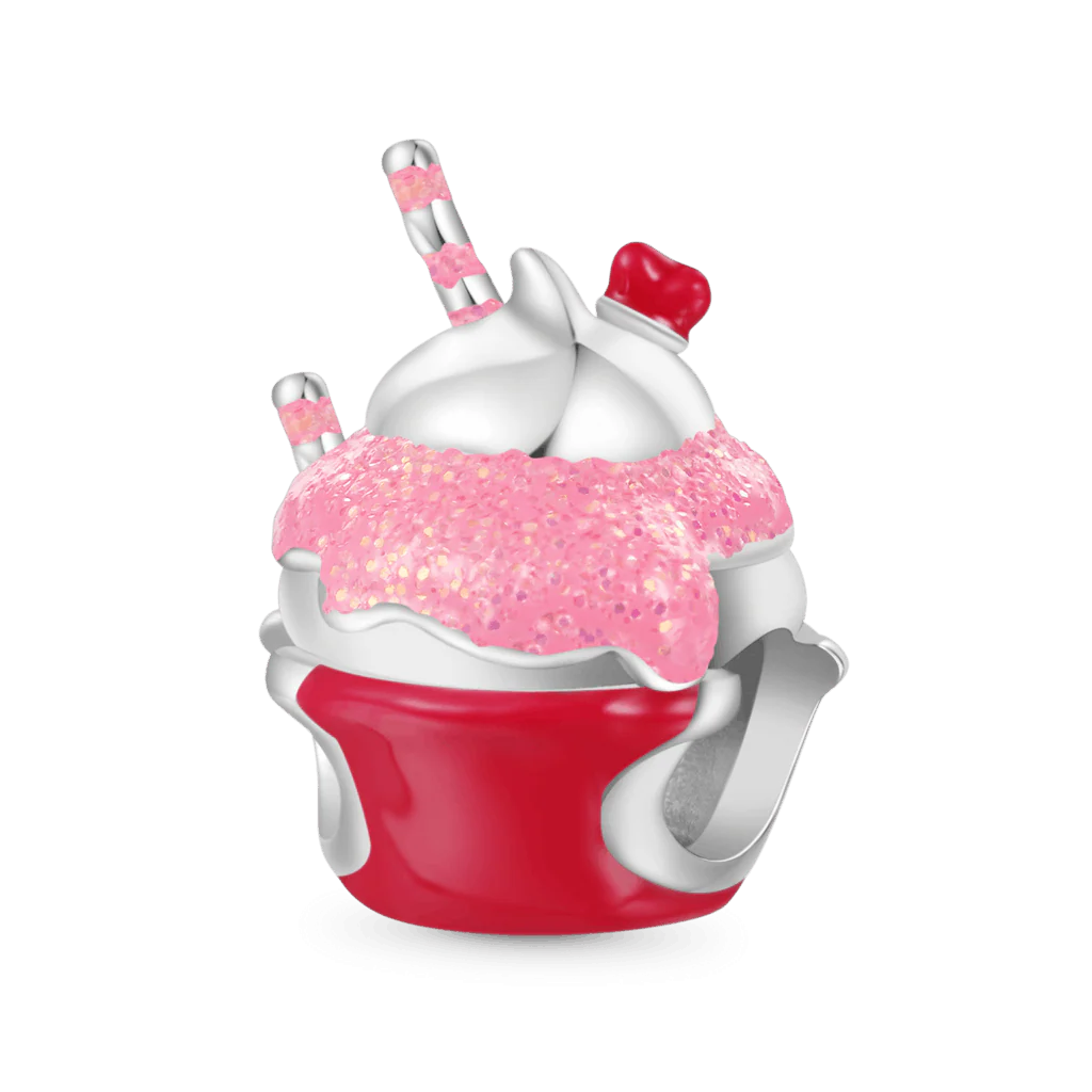 Gnoce Mini Cake Dessert Charm Platinum-plated Silver Blend - Image 5