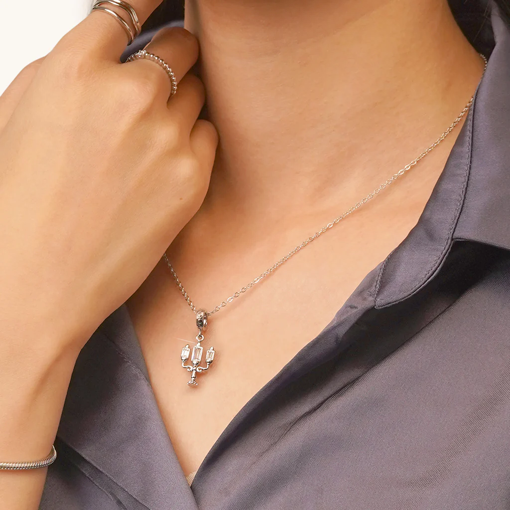 Gnoce Burning Candelabra Charm Platinum-plated Silver Blend - Image 5