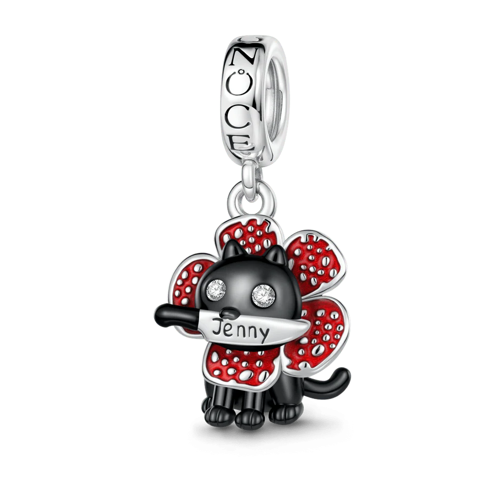 Gnoce  Cannibal Flower Black Cat Charm Platinum-plated Silver Blend
