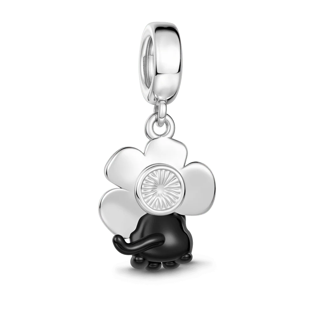 Gnoce  Cannibal Flower Black Cat Charm Platinum-plated Silver Blend - Image 5