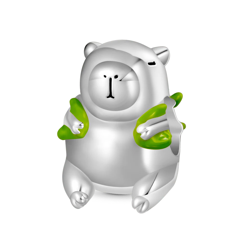 Gnoce Cute Capybara Carrying Turtle Backpack Charm Platinum-plated Silver Blend