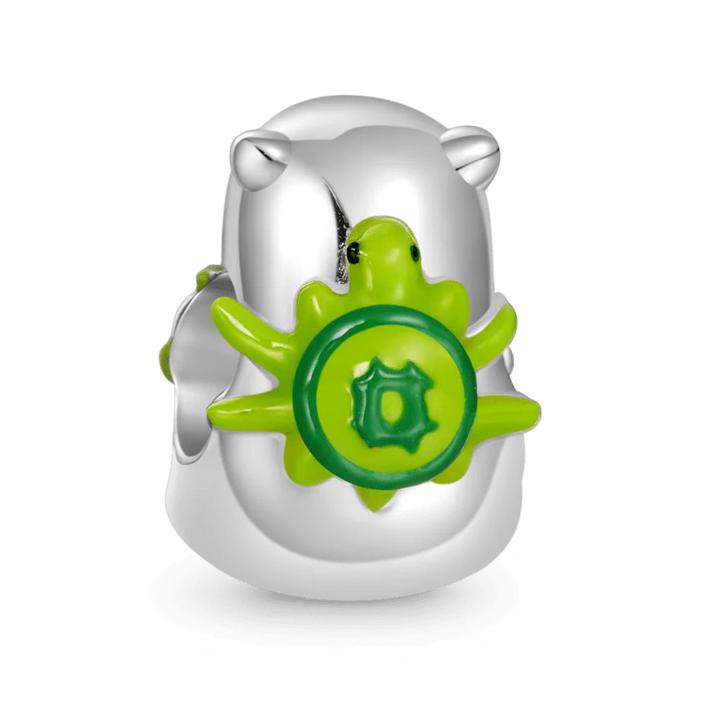 Gnoce Cute Capybara Carrying Turtle Backpack Charm Platinum-plated Silver Blend - Image 2