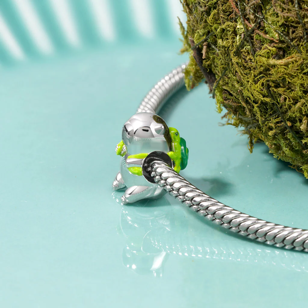 Gnoce Cute Capybara Carrying Turtle Backpack Charm Platinum-plated Silver Blend - Image 3