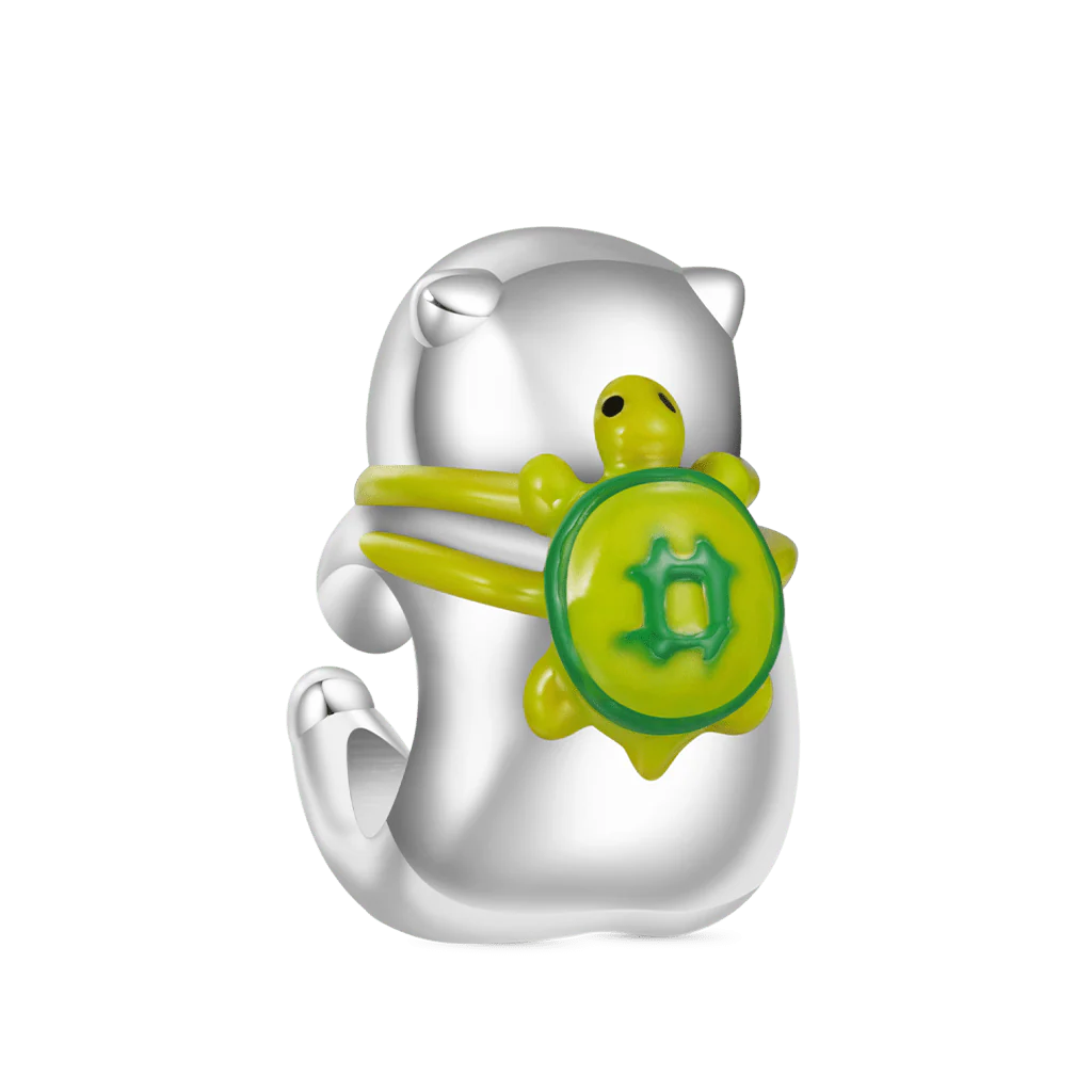 Gnoce Capybara with Mini Turtle Charm Platinum-plated Silver Blend - Image 2
