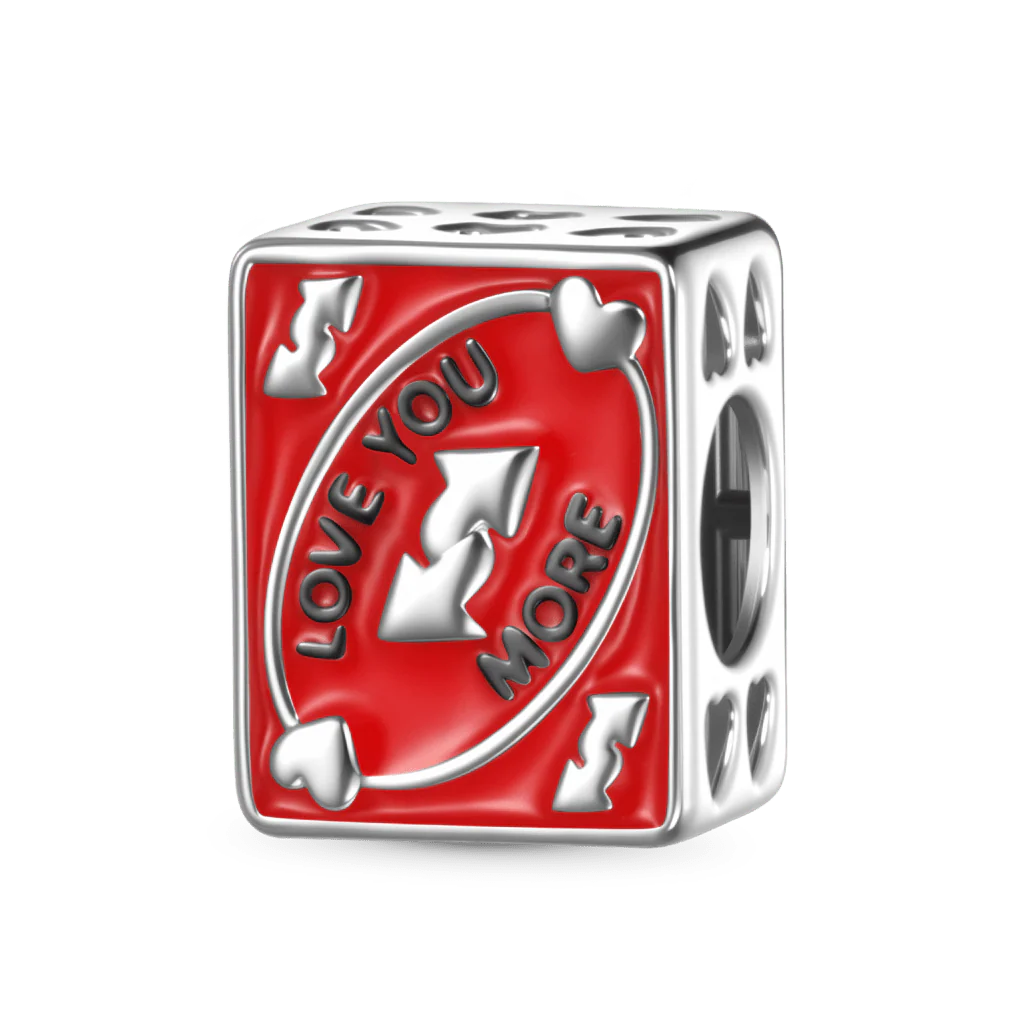 Gnoce "Love You More" Card Charm Platinum-plated Silver Blend