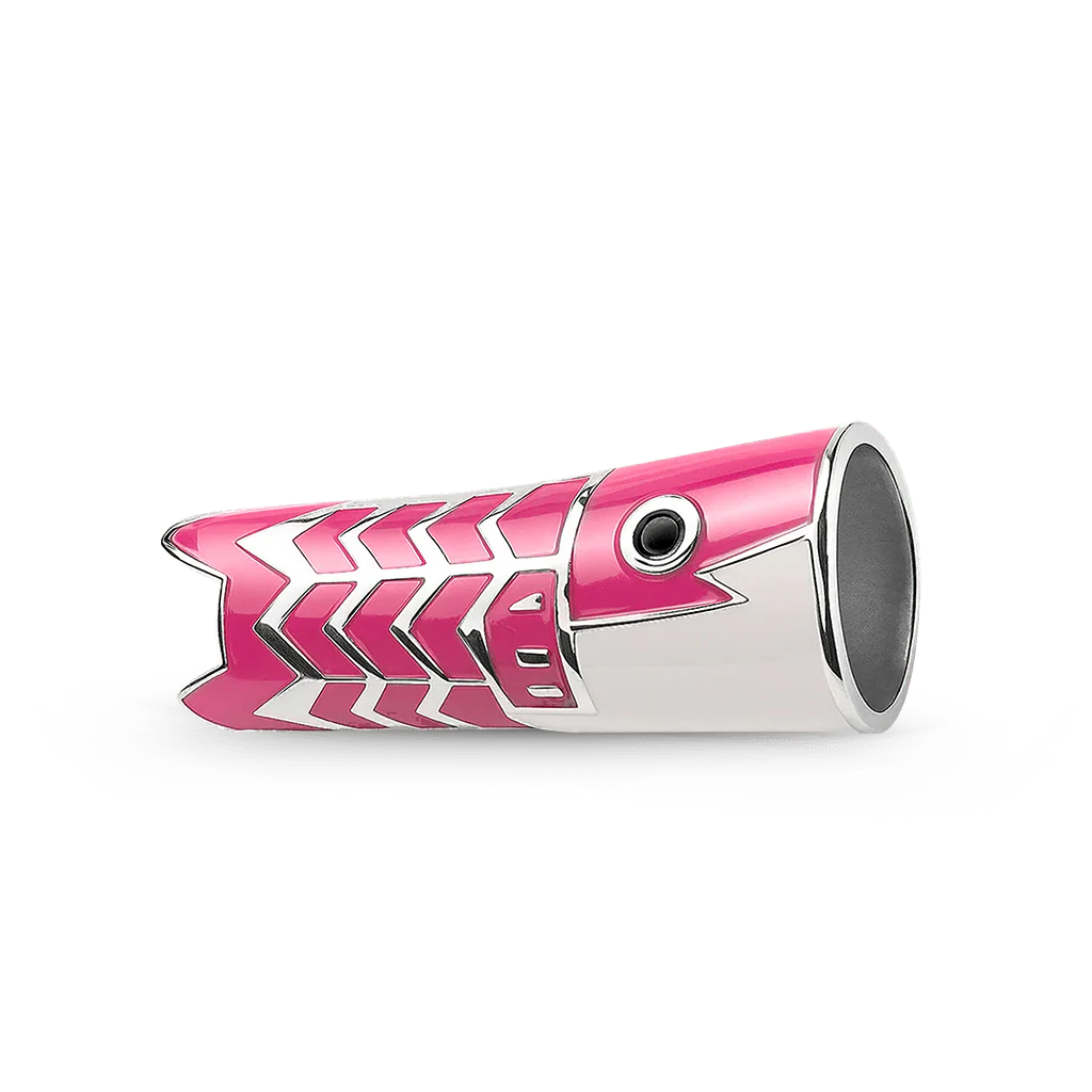 Gnoce Carp Streamer Charm Platinum-plated Silver Blend