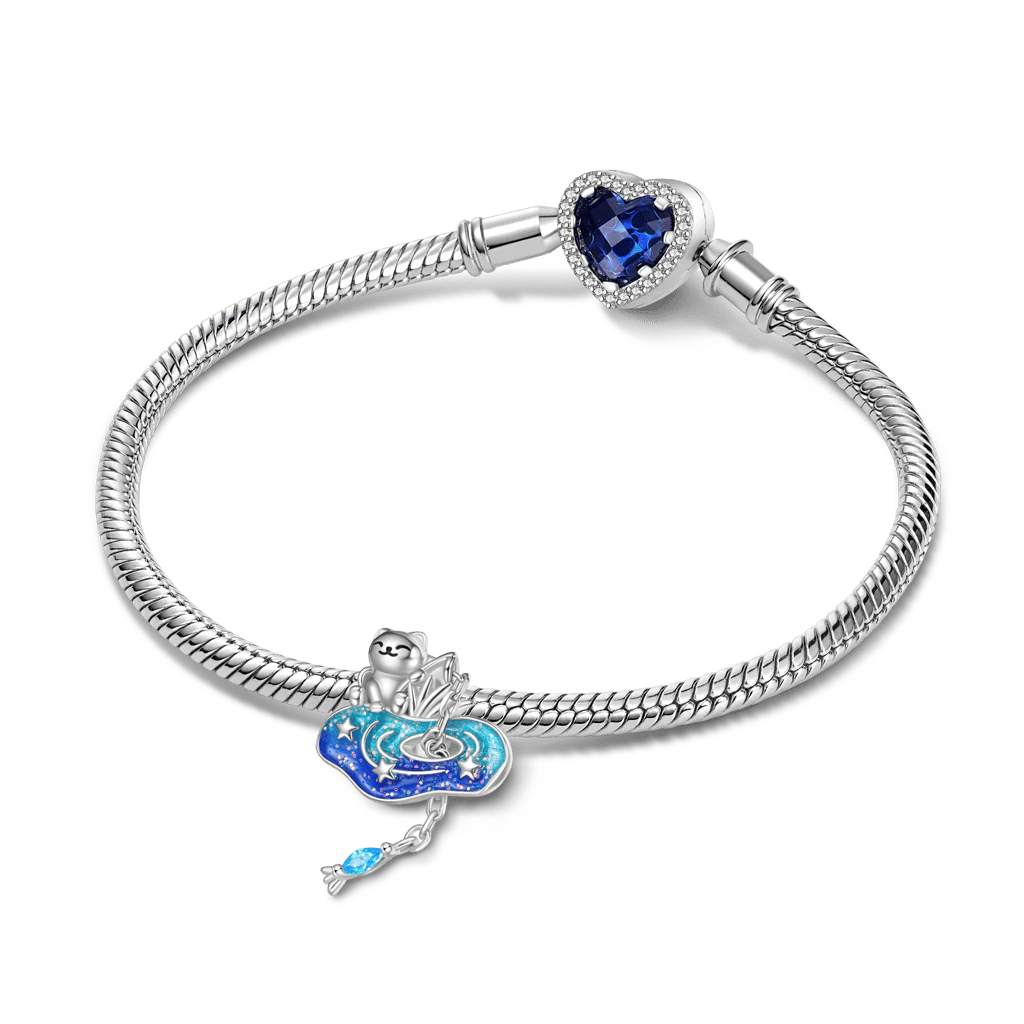 Gnoce Cat Fishing Glow-in-the-Dark Charm Platinum-plated Silver Blend - Image 3