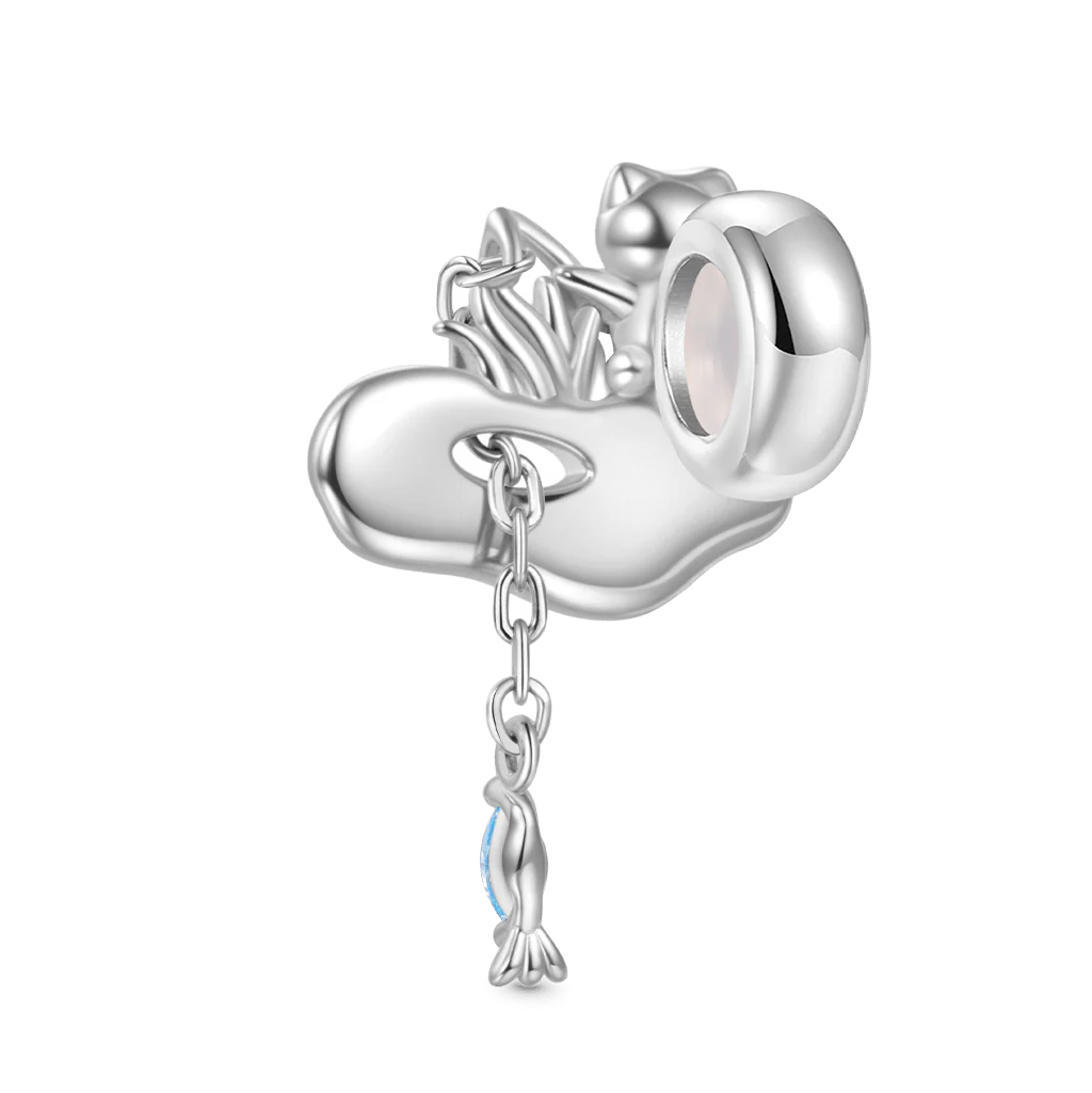 Gnoce Cat Fishing Glow-in-the-Dark Charm Platinum-plated Silver Blend - Image 5
