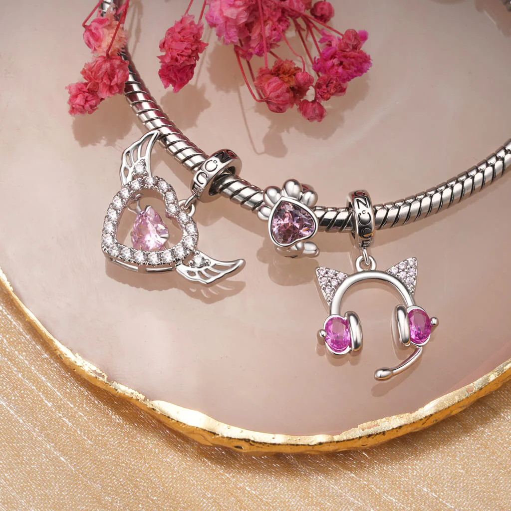 Gnoce Cat Headphone Charm Platinum-plated Silver Blend - Image 3