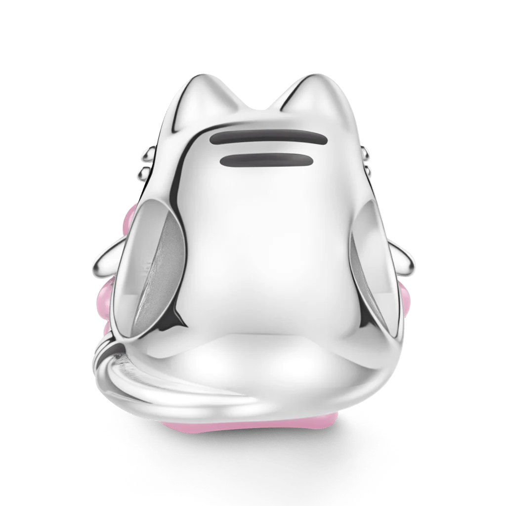 Gnoce Cat Knitting a Sweater Charm Platinum-plated Silver Blend - Image 5