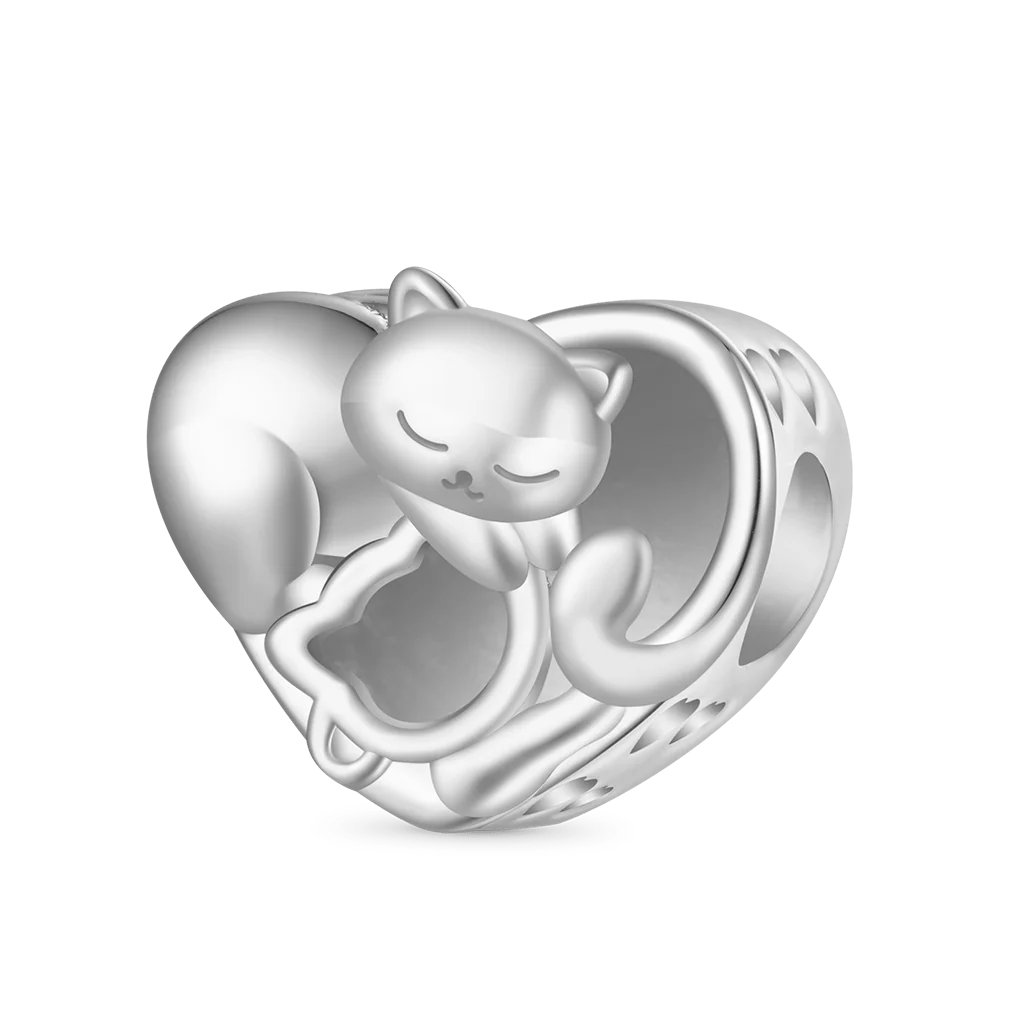 Gnoce Cat Love Photo Charm Platinum-plated Silver Blend - Image 2