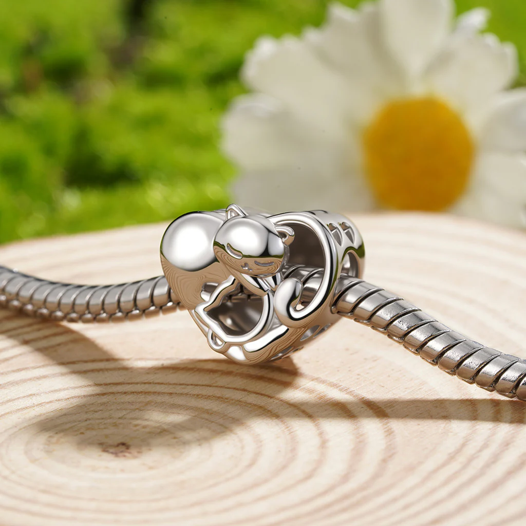 Gnoce Cat Love Photo Charm Platinum-plated Silver Blend - Image 5