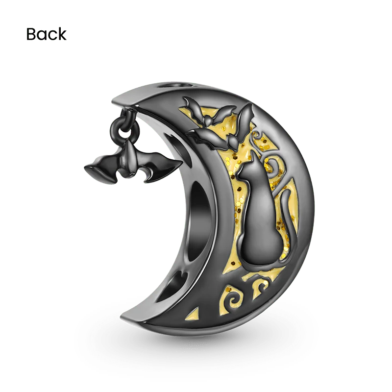 Gnoce Halloween Cat Moon Charm Platinum-plated Silver Blend - Image 2
